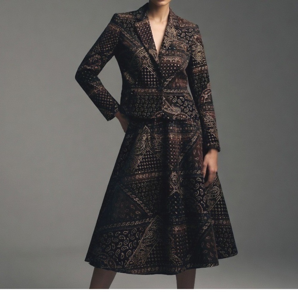 Marguerite‎ Rubel Vintage Patchwork Velvet Skirt Suit Set 70's Academia Boho